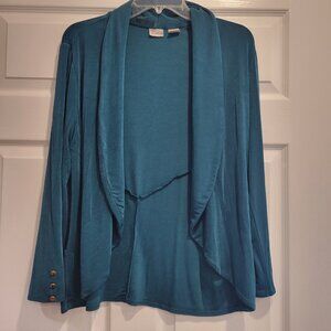 Chico's Travelers Size 1 Green Jacket Set